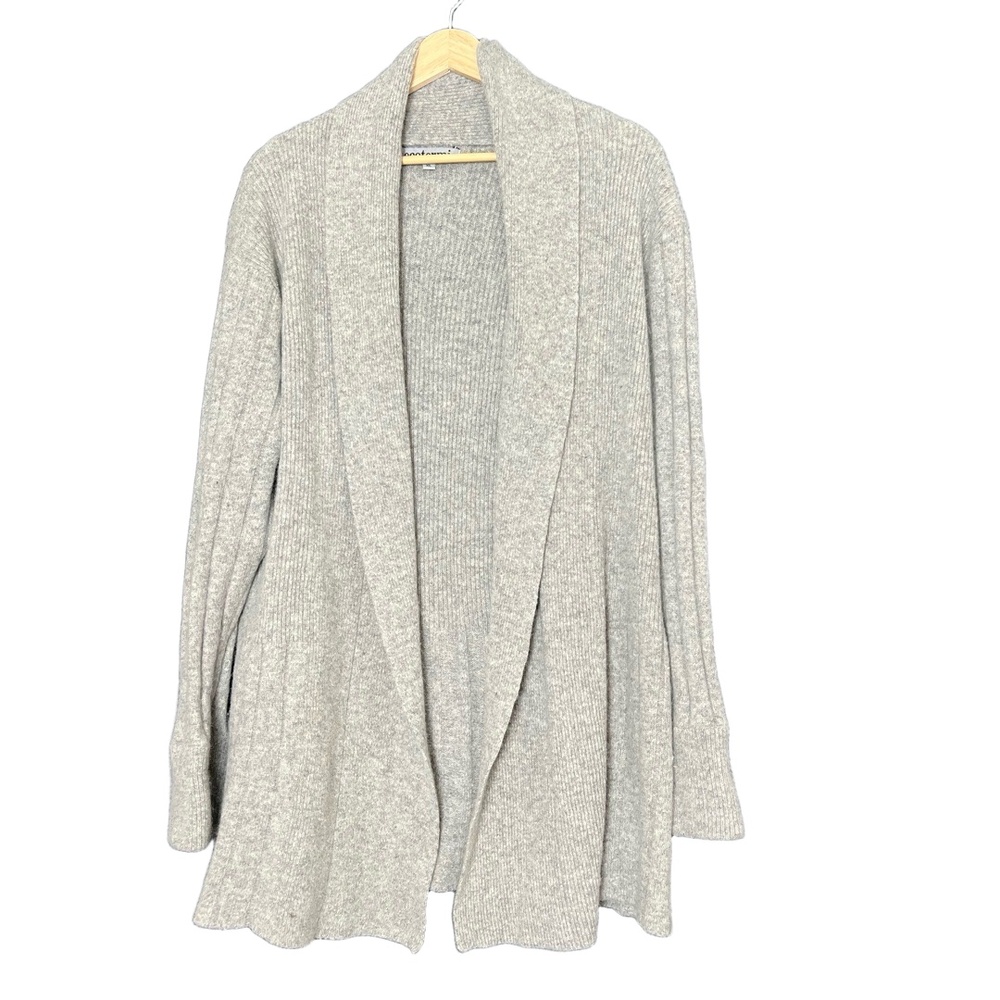 Ecotermic Cardigan Womens Size XL Gray Open Front Peplum Lambswool Cozy